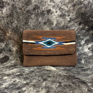 Southwestern Embroidered Brown Wool Clutch
